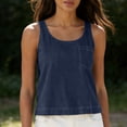 thumbnail image 5 of ClodeEU Women's Solid Color Crew Neck Denin Tank Top, Casual Sleeveless Jean Tops Navy,Women's Plus S, 5 of 8