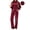 Red, variant on UVN Velour Outfit Set for Women 2 Piece Lounge Sets Casual Full Zip Top and Wide Leg Pants Ladies Fall Tracksuit with Pocket