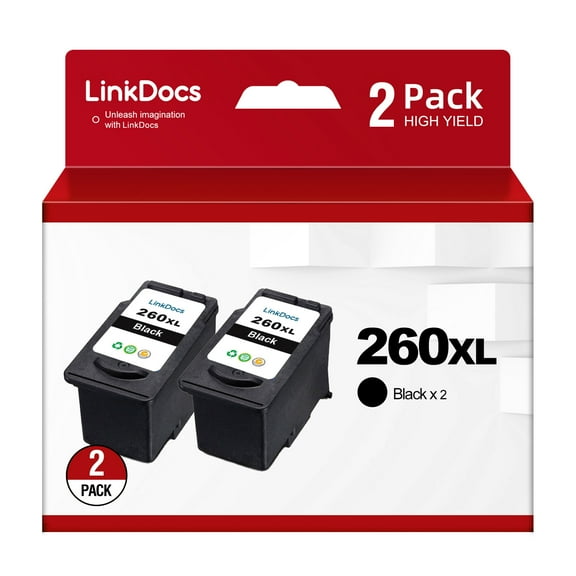 260XL Black Ink Cartridges Replacement for Canon 260XL PG-260 XL Work for Canon PIXMA TS5320 TS6420 TR7020 TR7020a TS6420a All in One Wireless Printer (Black, 2-Pack)