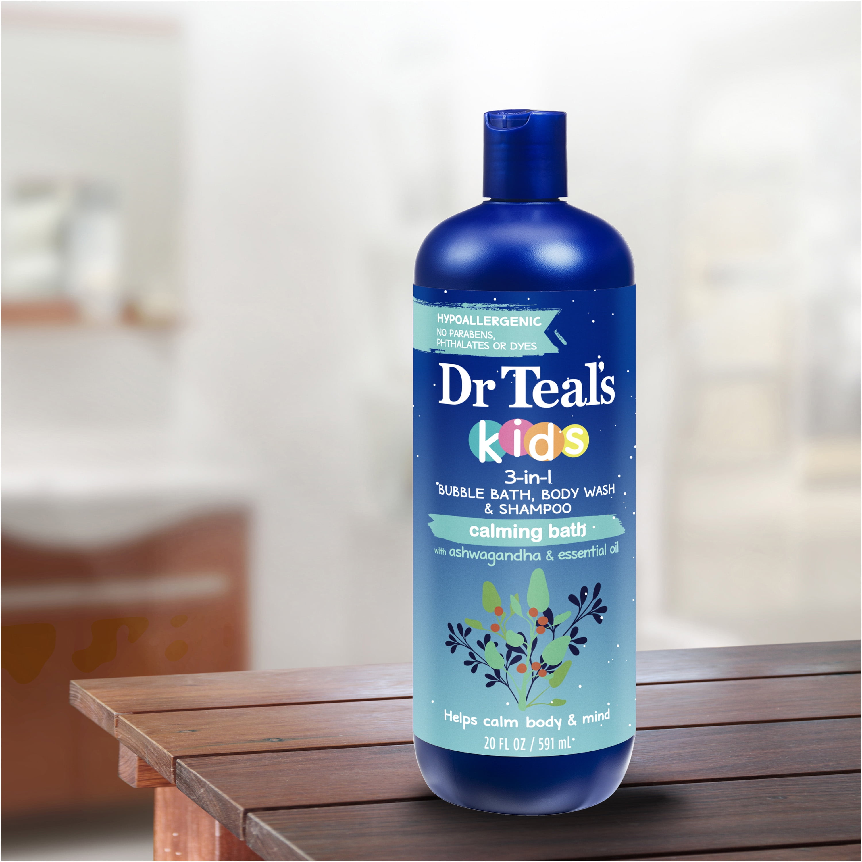 Dr Teal's Kids 3-in-1 Bubble Bath, Body Wash & Shampoo with Ashwagandha, 20 fl oz