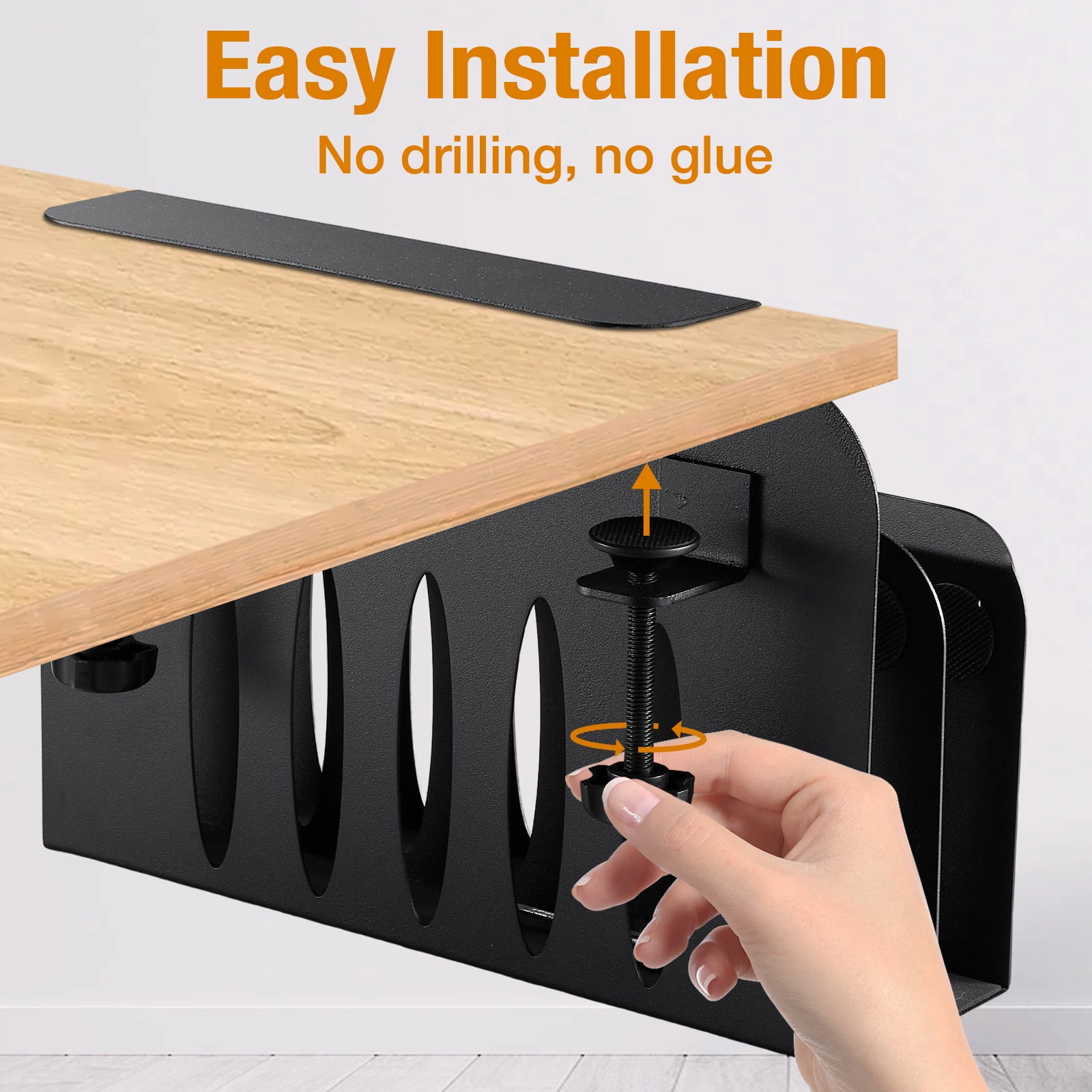 Laptop Holder, DOUBLE-LAYER Side Desk Organizer for Laptop Storage, Under Desk Tray for Laptop (Black)