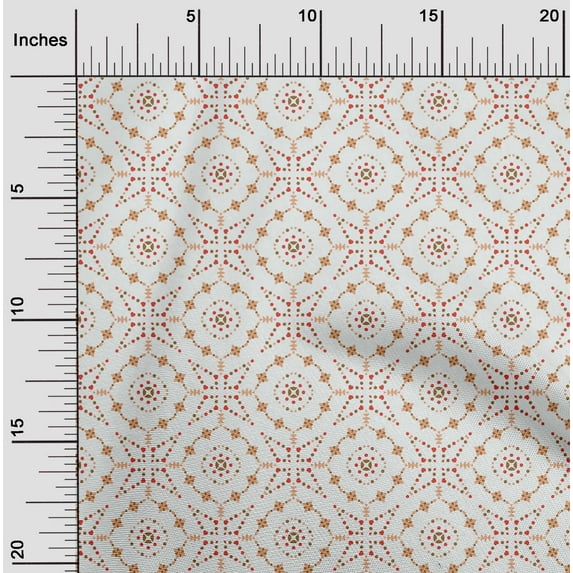 oneOone Cotton Silk Peach Fabric Dot|Heart & Shapes Geometric Dress Material Fabric Print Fabric By The Yard 42 Inch Wide