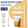 thumbnail image 2 of 100 Pack 12 oz Clear Plastic Cups with Lids and Straws, Disposable Iced Coffee Cups with Lids for Smoothies, Milkshakes, Cold Drinks, Includes Paper Lid Liners, 2 of 4