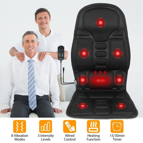 Thermal Back Massager Cushion  Electric 8 Modes 3 Intensity Massage Car Seat Chair Pad