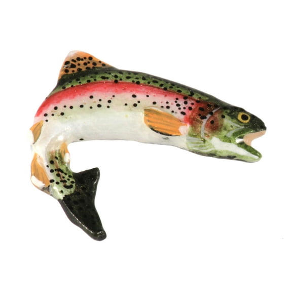 Rainbow Trout Leaping Pin, Pewter, F004, 1 1/4" Lapel Pin, Hat, Pins, Brooch, Brooches, Jewelry, Gift, Fishing, Salmonoids,100% Handmade in the USA, 200 Fish Designs Available