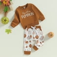 thumbnail image 2 of Baby Boy Girl Halloween Outfits Long Sleeve Shirts Pumpkin Sweatshirt Pullover Tops Pants Set Toddler Infant Fall Winter Clothes, 2 of 8