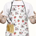 thumbnail image 2 of Red Strawberry Cow Pattern Apron-Garden Aprons for Women with Pockets-Cotton Linen Waterproof Kitchen Cooking Gardening Aprons Adjustable for Kitchen,Cooking,BBQ and Salon 33x27 Inch, 2 of 7