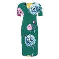 thumbnail image 4 of breaise Solid Color & Floral Side Ruch Maternity Dress Crew Neck Bodycon Dress Short Sleeve Baby Shower Dress Casual Lounge Pregnancy Dress Daily Wear, 4 of 6