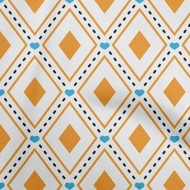 oneOone Rayon Orange Fabric Check Craft Projects Decor Fabric Printed By The Yard 56 Inch Wide