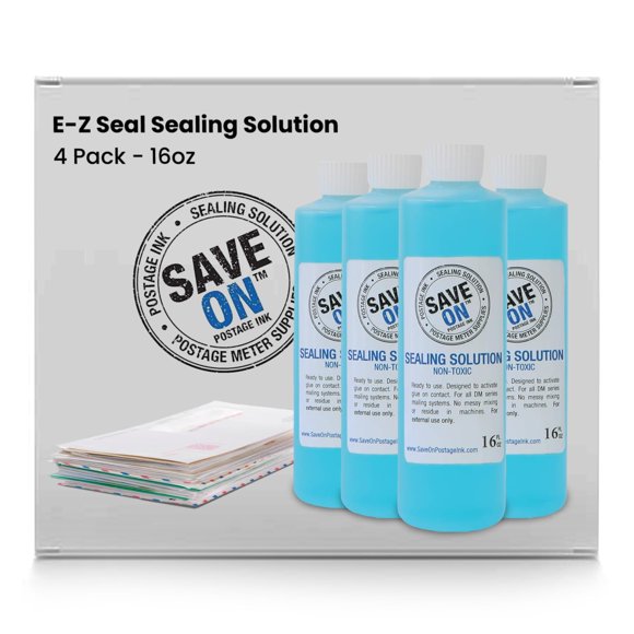 Solution de Scellage Compatible PB EZ Seal - Solution de Scellage pour Système de Courrier DM Series - Solution de Scellage PB E-Z Seal 16 oz Bouteille (Lot de 4)