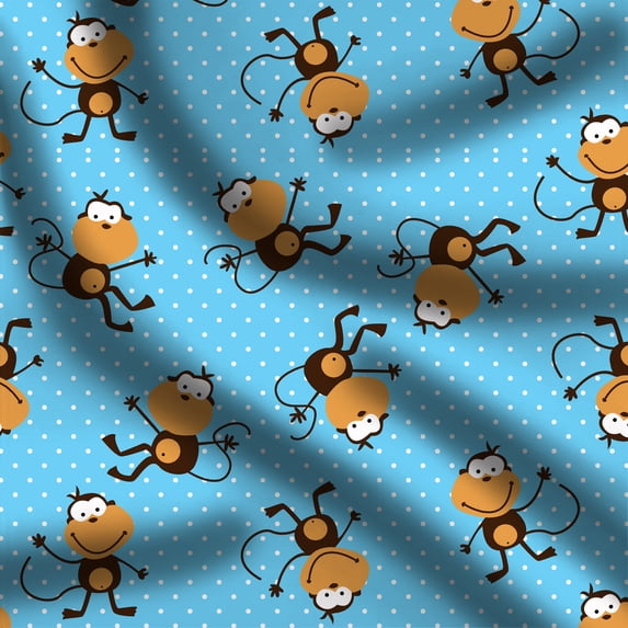 eloria-décor Monkey Printed Fabric Crafting Sewing and Quilting Dress Making Fabric & Clothing Accessories, Fabric by The Yard, Color: Sky Blue