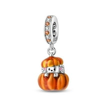KUNSIR S925 Sterling Silver Charms Hedgehog & Pumpkin Dangle Pendant For Bracelet or Necklace DIY Jewelry Gifts