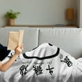 thumbnail image 3 of Yin Yang Soft Flannel Fleece Throw Blanket, Chinese Zodiac Signs with Calligraphy Names and Yin Yang Illustration, Cozy Plush for Indoor and Outdoor Use, 50" x 60", Black and White, by Ambesonne, 3 of 5
