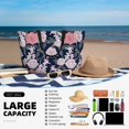 thumbnail image 5 of Wukai Rose Flowers Print Zipper Bag,large Beach Tote Bag,Waterproof Sandproof Bag,Grocery and Picnic Tote Travel Bag, 5 of 5