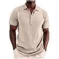 thumbnail image 4 of LpwkSSA Men Casual Round Neck Printing Pullover Fitness Sports Shorts Sleeves T Shirt Blouse Beige XL, 4 of 7