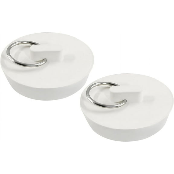2Pcs White Rubber Drain Stoppers, 1-3/4 Inch Rubber Sink Plug Sink Stopper Drain Plug with Hanging Ring for Kitchen Laundry Bathroom Bathtub, Fits 45-47.5mm