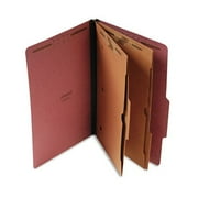 Six-Section Classification Folder W/ Pockets, 2 Dividers, Legal Size, Red, 10/Box