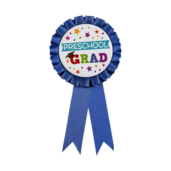 Fun Express Preschool Grad Award Metal Button Ribbons 4" x 7 1/4" - 12 Pc