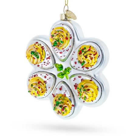 Deviled Egg Platter Glass Christmas Ornament