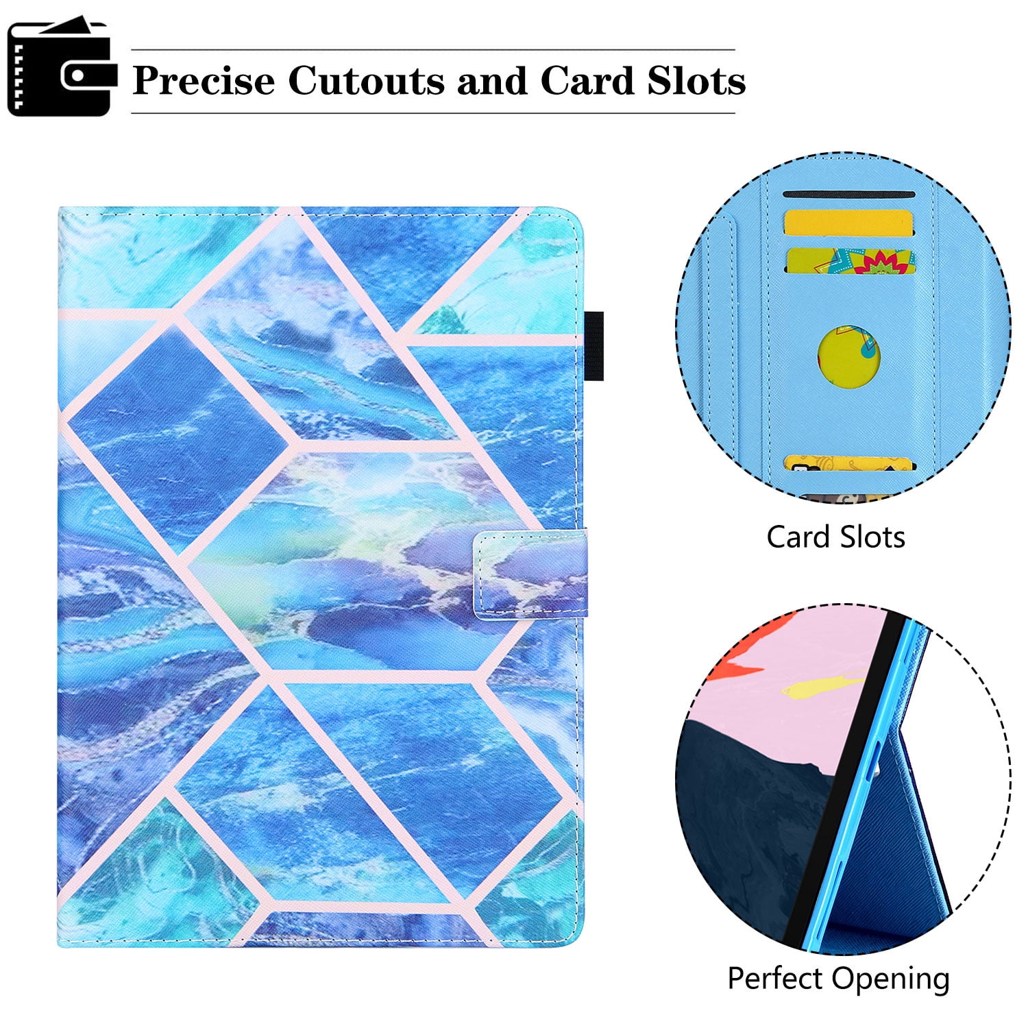 iPad Air 4th Gen Case 10.9", iPad Pro 11 Case 2021/2020/2018, Allytech PU Leather Slim Auto Sleep Wake Shockproof Kickstand Pencil Holder Case Cover for Apple iPad Air 4, iPad Pro 11,Blue Grid