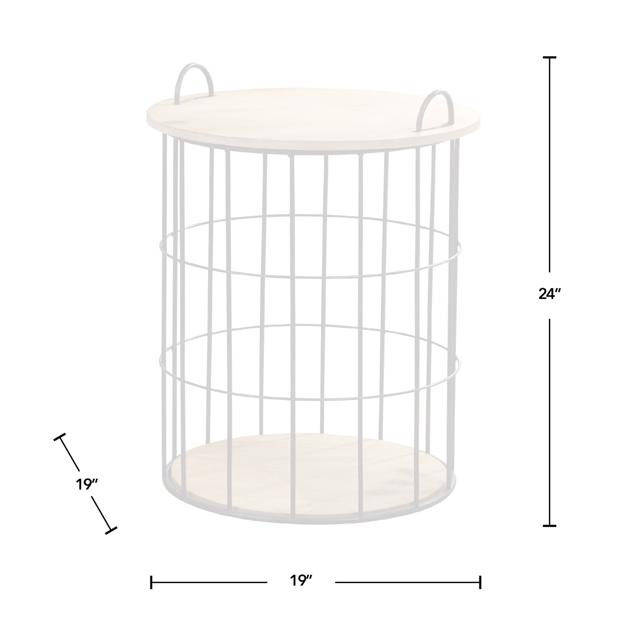 FirsTime & Co. Brown Arborfield Basket Storage End Table, Farmhouse, Rustic, Round, Metal, 19 x 19 x 24 in