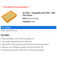 thumbnail image 2 of Air Filter - Compatible with 2000 - 2007 Ford Taurus 2001 2002 2003 2004 2005 2006, 2 of 2