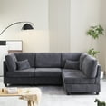 thumbnail image 2 of 4-Piece Modular Sofa Couch,Convertible Sectional Couches and Sofas, Modern L-Shaped Couch Sofa with 2 Amless Chairs and 2 Corner Chair, Corduroy Fabric for Living Room,Dark Gray, 2 of 10