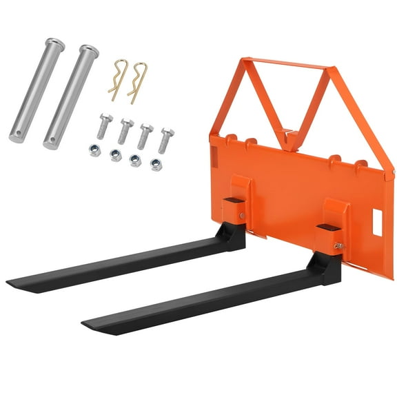 46 in Skid Steer Pallet Forks, Heavy Duty 3200 LBS Capacity Skid Steer Forks Attachment for Tractors and Loaders, Quick Attach Mount, Orange