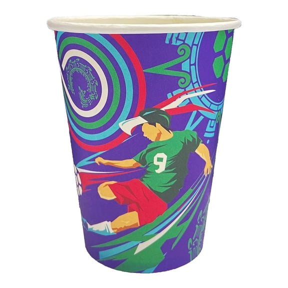 Vasos de cartón Great Value diseño mundial azul 10 piezas