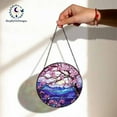 thumbnail image 4 of Cherry Blossom Mountain Stained Glass Suncatcher, Sakura Acrylic Window Art, Japanese Zen Decor, Gift for Her, Spring Nature Landscape Panel 4296987663, 4 of 4