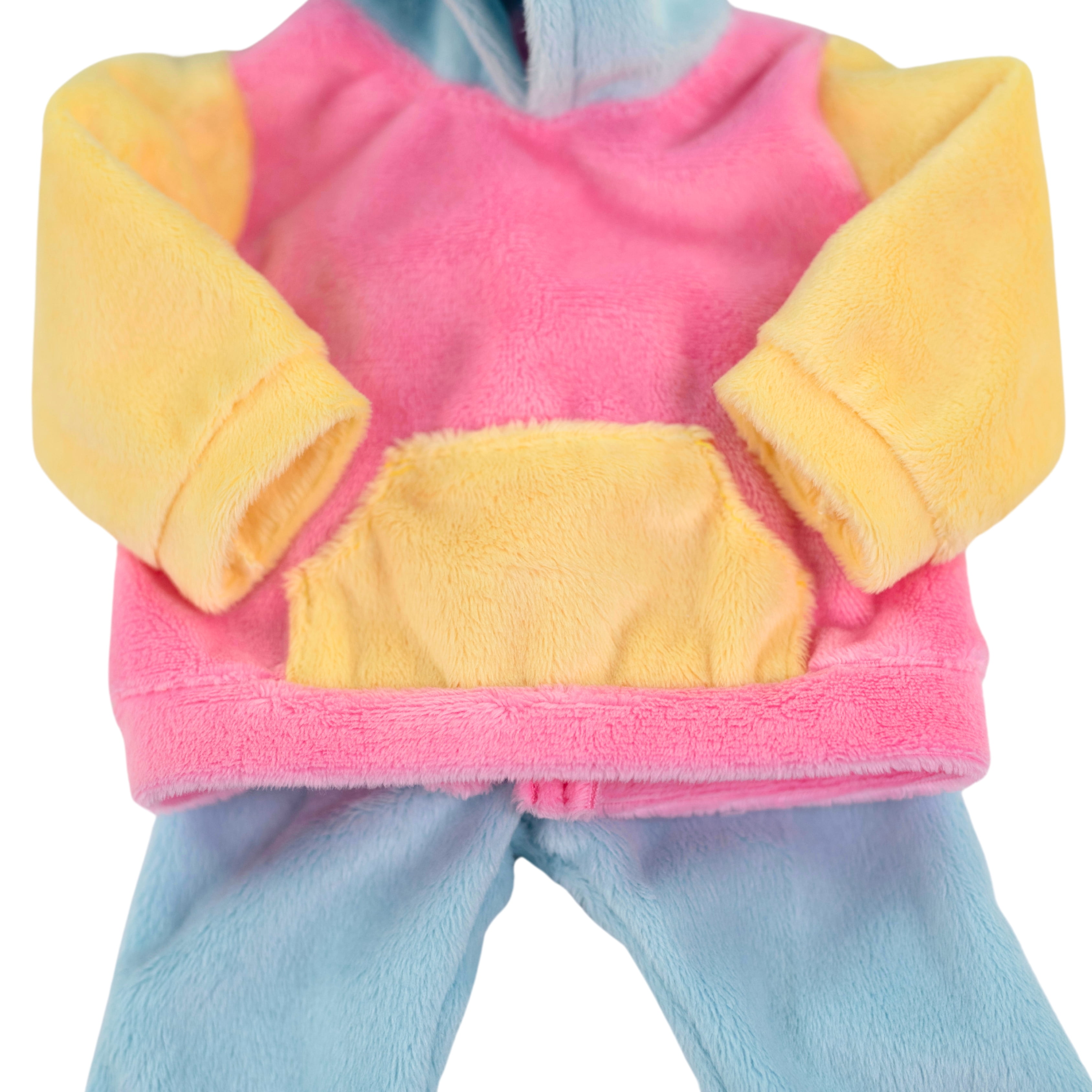 My Life As Loungewear Fashion Set for 18-inch Doll, 3 Pieces Included, Pink Yellow Blue Colorblock