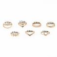 thumbnail image 5 of Grofry 7 Pcs Knuckle Rings for Women Teen Gold Twist Moon Leaf Double Cross Layered Rings Stacking Rings for Birthdays Anniversaries, 5 of 7