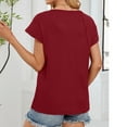 thumbnail image 5 of ATENAR T Shirts for Women Short Sleeve Casual Shirts for Women V Neck Tee Wine M, 5 of 8
