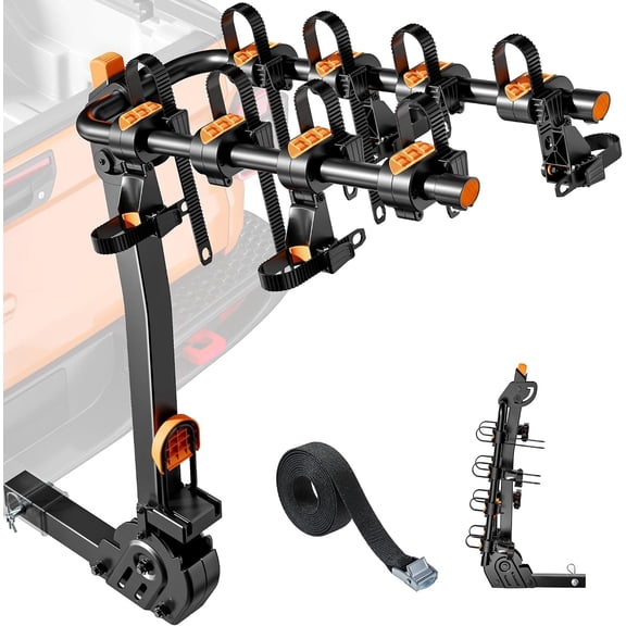 monTEK Premier Quick Release 4-Bike Hitch Rack for 2" Receivers, Heavy-Duty Bike Carrier for Cars, SUVs & Trucks, 150 lb Capacity, One-Button Fold & Foot-Actuated Tilt