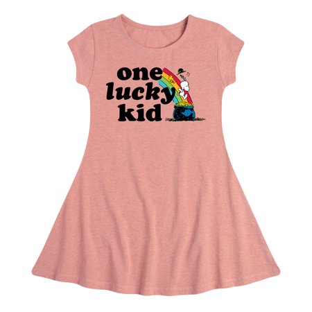 

Peanuts - One Lucky Kid - Toddler and Youth Girls Fit And Flare Cap Sleeve Dress