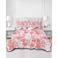 thumbnail image 3 of Red Pink Flowers Twin Size Down Alternative Comforter, Lightweight Comforter Quilt Bedding Set with Pillow Shams Watercolor Summer Botanical Floral All Seasons Bed Comforter Duvet Insert 68"x86", 3 of 7