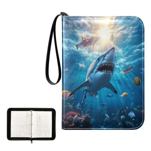 400 Pockets Trading Cards Album,Card Binder 4-Pocket, Cards Collector Album Holder Fits 400 cards with 50 removable sheets Shark Swimming in The Ocean