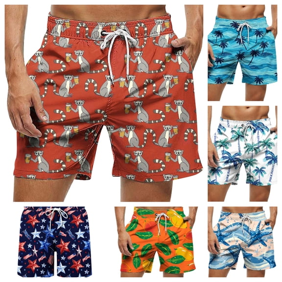 Einccm Men's Quick Dry Swim Trunks with Mesh Lining, Elastic Waist, 2 in 1 Beach Shorts for Swimming & Gym, Lightweight Bathing Suits