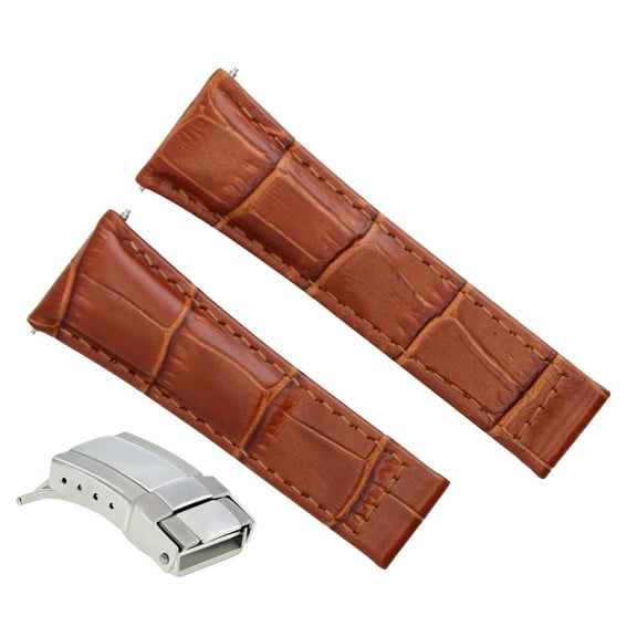 LEATHER STRAP FOR ROLEX DAYTONA 16518 16519 WATCH TAN #5DS REGULAR S/STEEL CLASP