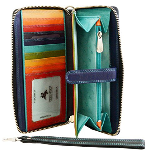 Womens Small Compact PU Leather Wallet with Zipper Credit Card Pocket ID Window by Elite Trend
