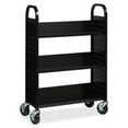 thumbnail image 3 of Lorell Single Sided Steel Book Cart 3 Shelf Round Handle 5" Caster Size - Steel 32"x14"x46" Black, 3 of 7