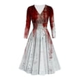 thumbnail image 1 of Qiopertar Vente de Liquidation Robe à Manches Longues Col en V Style Imprimé pour Femmes Offres de la Semaine Moins de 5$, 1 of 3