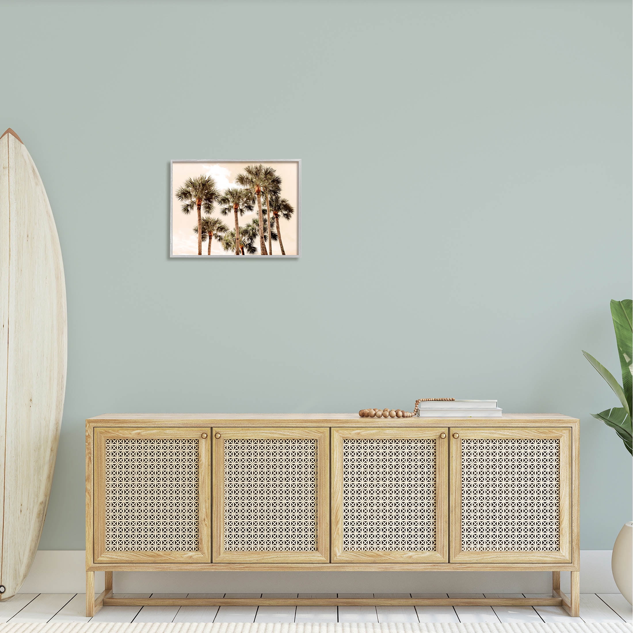 Summer Palm Trees Sky Landscape Photograph Gray Framed Art Print Wall Art