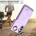 thumbnail image 5 of SaniMore for Samsung Galaxy A14 5G (6.6" 2023) Case, PU Leather Skin Shockproof Bumper Flip Purse RFID Blocking Metal Ring Stand Shell, Card Holder Cash Pocket Anti-drop Cover For A14 5G, Purple, 5 of 17