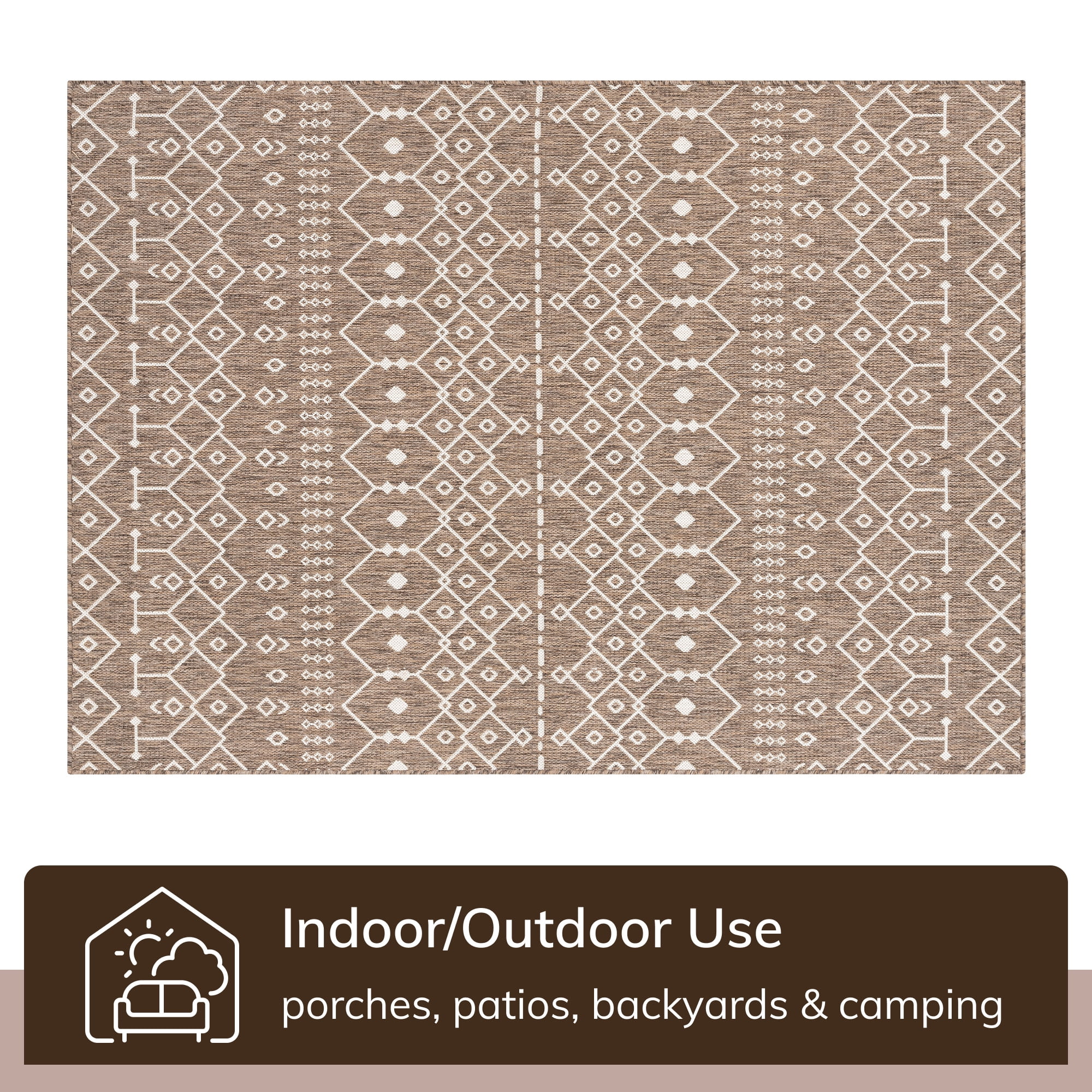 Well Woven Medusa Nord Nordic Lattice Pattern Outdoor Brown/Taupe 9'3" x 12'6" Area Rug