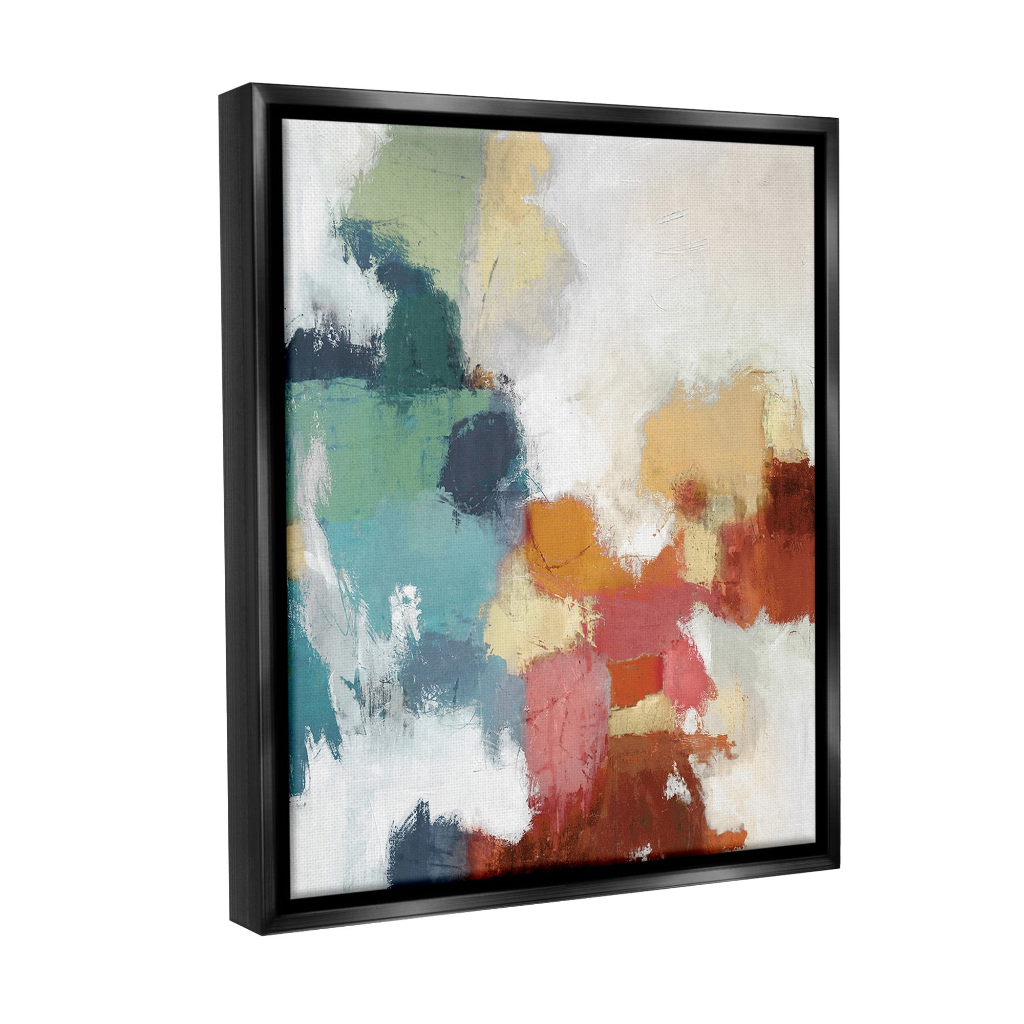 Stupell Industries Dynamic Abstract Hues Abstract Painting Black Floater Framed Canvas Art Print Wall Art, 25 x 31