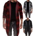 thumbnail image 3 of Joernso Autumn Fashion Men Plaid Print Long Sleeve Causal Hooded Shirt Coat Outwear, 3 of 5