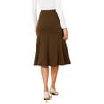 thumbnail image 3 of INSPIRE CHIC High Waisted Flared Skirts for Women's 1950s Solid Color Business Casual Midi Skirt M Brown, 3 of 6