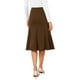 thumbnail image 3 of Faldas acampanadas de cintura alta INSPIRE CHIC para mujeres, falda midi de color sólido de negocios casual de los años 1950, marrón, 3 of 6