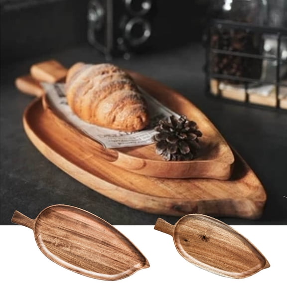 Leaf Shape Tray, Wood Food Tray, Serving Tray, Natural Wood Unique Shape, for Snacks Bread Fruit, Decorative Tea Tray | A KTFgvq